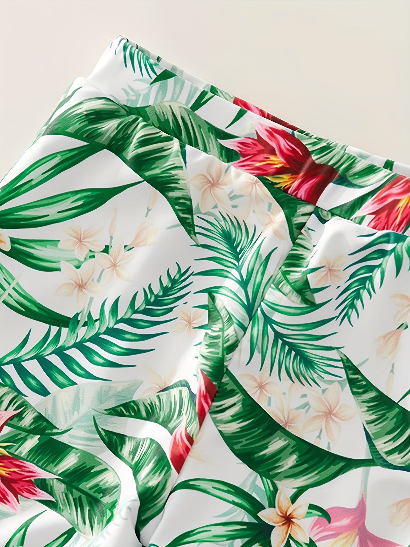 Boys Tropical Plants Graphic Swimming Shorts High Stretch Kids Swim Costume