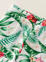 Boys Tropical Plants Graphic Swimming Shorts High Stretch Kids Swim Costume