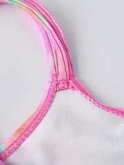 Girls Tie Dye Iridescent One Piece Bikini Swimsuit