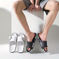 Men's Letter Print Platform Slides Unisex Slippers