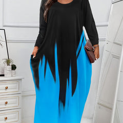 Ombre Long Sleeve Maxi Dress
