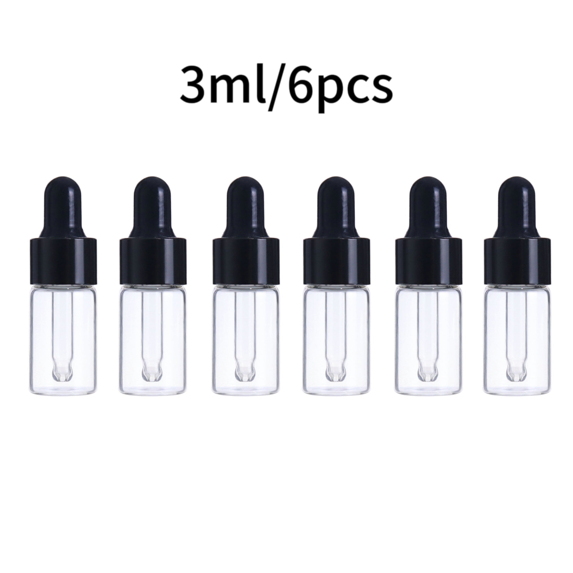 6pcs Glass Mini Dropper Bottles Essential Sample Vial Caps Tiny Perfume Jars