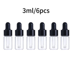 6pcs Glass Mini Dropper Bottles Essential Sample Vial Caps Tiny Perfume Jars