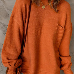 Solid Lantern Sleeve Round Neck Jumper