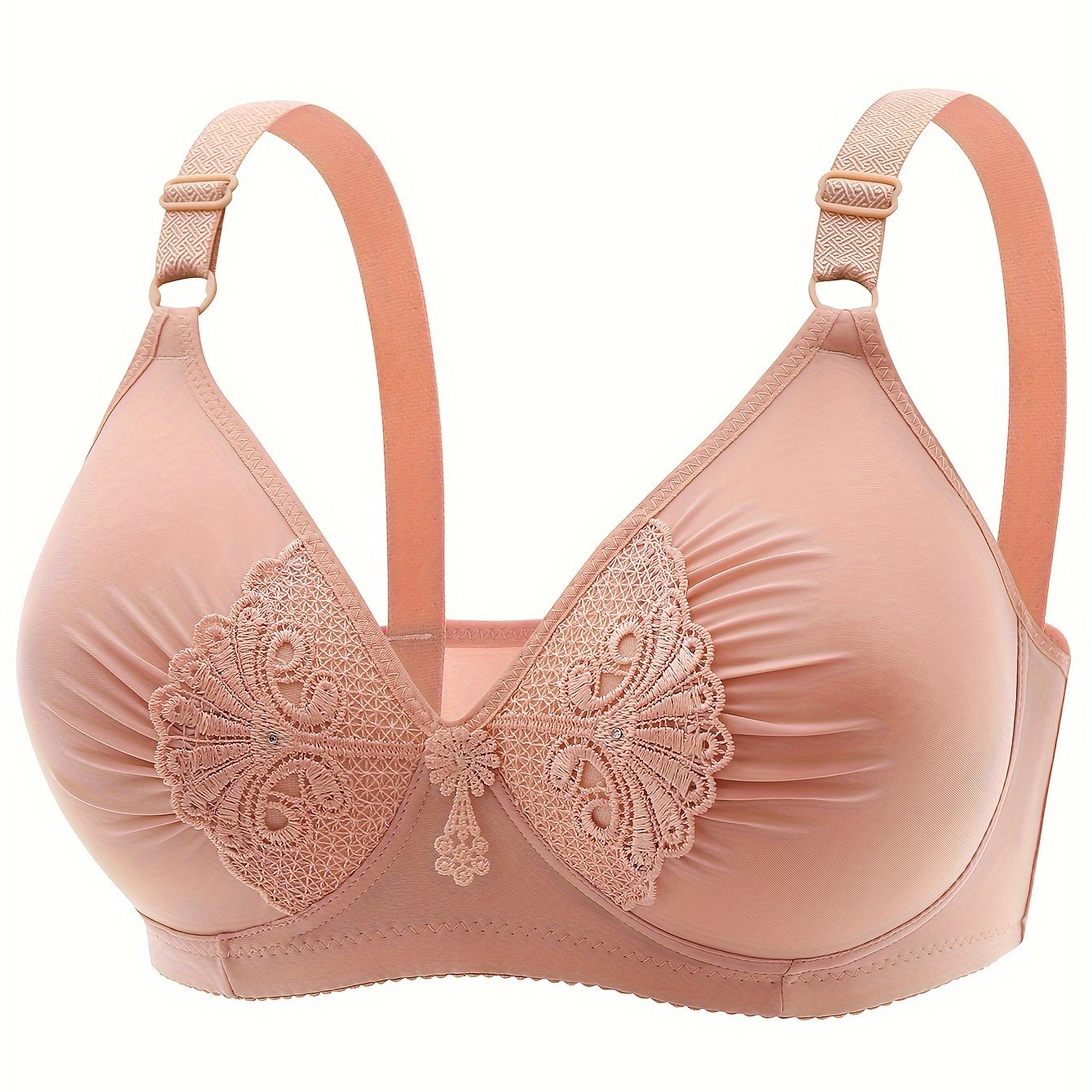 Plus Size Wireless Guipure Lace Padded Bra