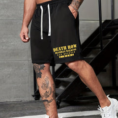 Men's Death Row Print Shorts Casual Stretch Drawstring Shorts