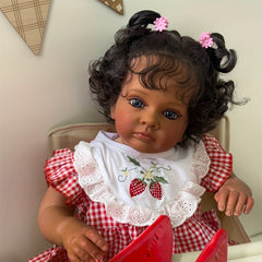24 Inch Soft Vinyl Reborn Baby Doll Adorable Toddler Girl with Curved Hair