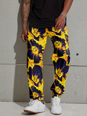 Flower Print Men's Cargo Jogger Pants