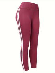5pcs Stripe Side Yoga Leggings High Waist Fitness Workout Gym