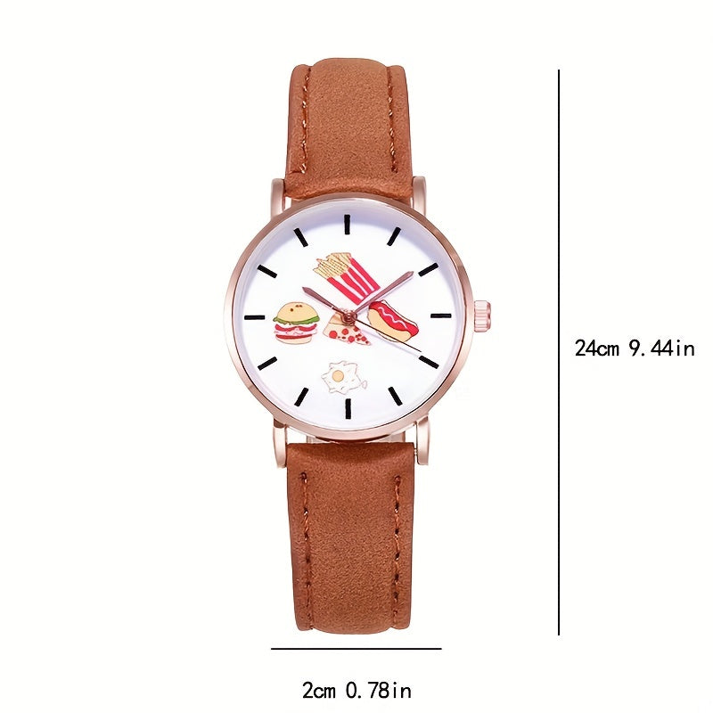 Round Cartoon Dial Digital Quartz Watch Stainless Steel