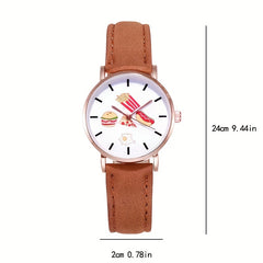 Round Cartoon Dial Digital Quartz Watch Stainless Steel