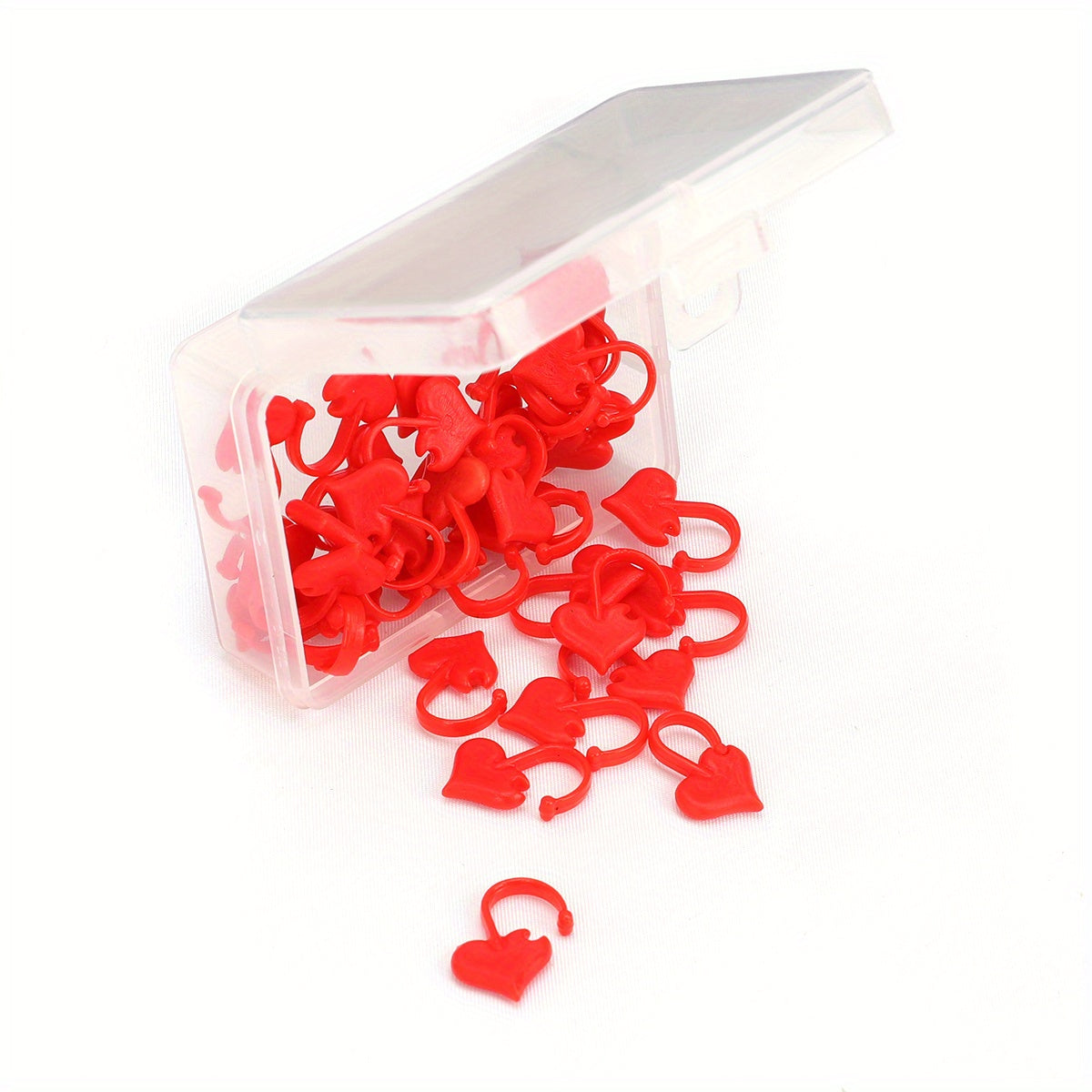 50pcs Red Heart Shaped Locking Stitch Markers for Knitting Stitch Counters