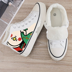 Christmas Plush Lined Chunky Canvas Sneakers