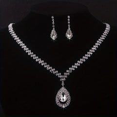 Bridal Jewelry Wedding Accessories Set Rhinestone Crown Crystal Necklace Earring