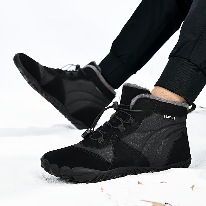 Men's Snow Boots Warm Cozy Ankle Boots Plush Outdoor Winter Shoes
