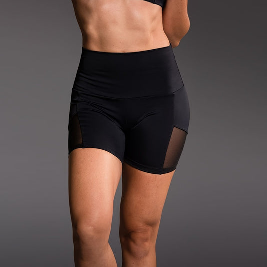 Mesh Stitching Yoga Shorts Ribbed Waist Activewear