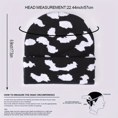 Cloud Jacquard Beanie Candy Y2K Knit Hat Lightweight Warm Skull Cap