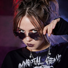 Vintage 90s Punk Heart Flame Glasses Disco Party Sunglasses