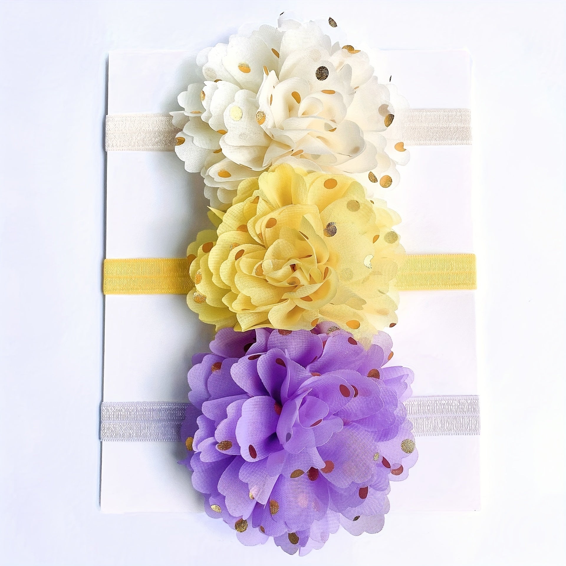 3pcs Baby Girls Flowers Headbands Hair Wraps Elastics Hairbands for Newborn