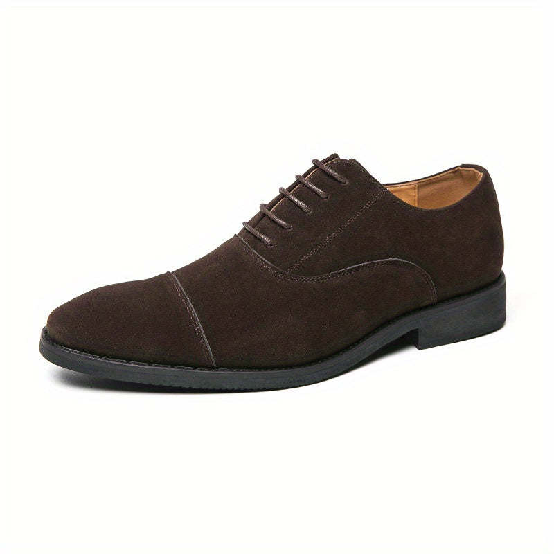 Men's Cap Toe Faux Suede Oxford Shoes Lace Up Formal Dress Business Wedding