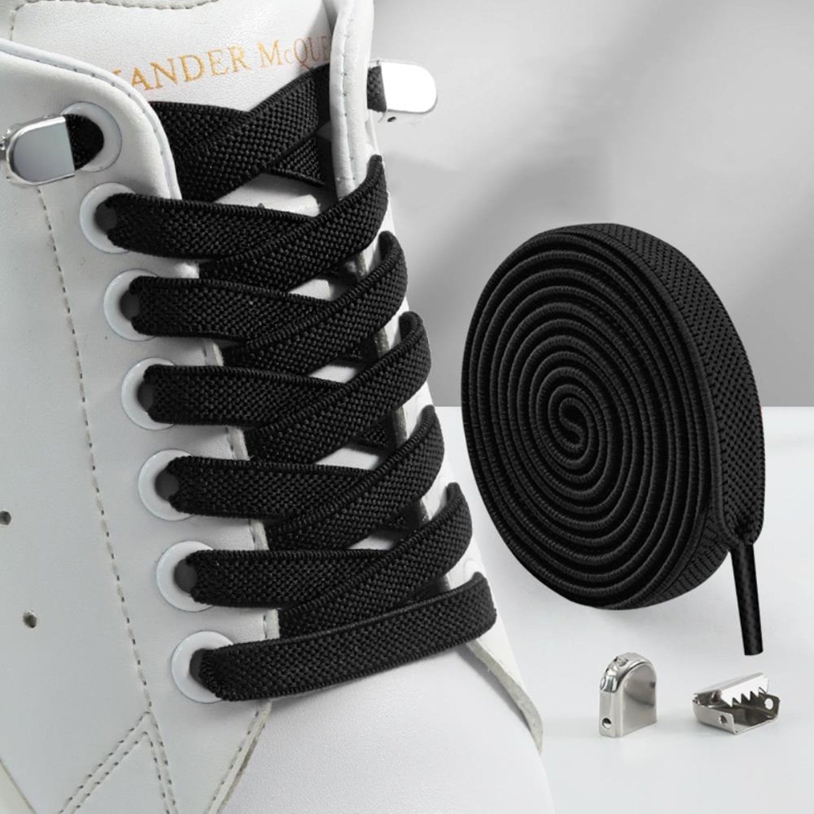 100 cm Lace Elastic Laces with 4 Snaps - Comfort Adjustable Loafers
