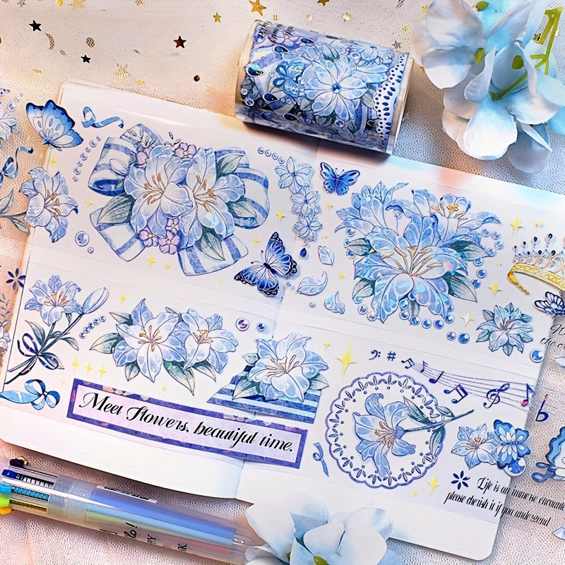 Floral Stickers Set Crystal Stereo Waterproof Stickers 2 Meters