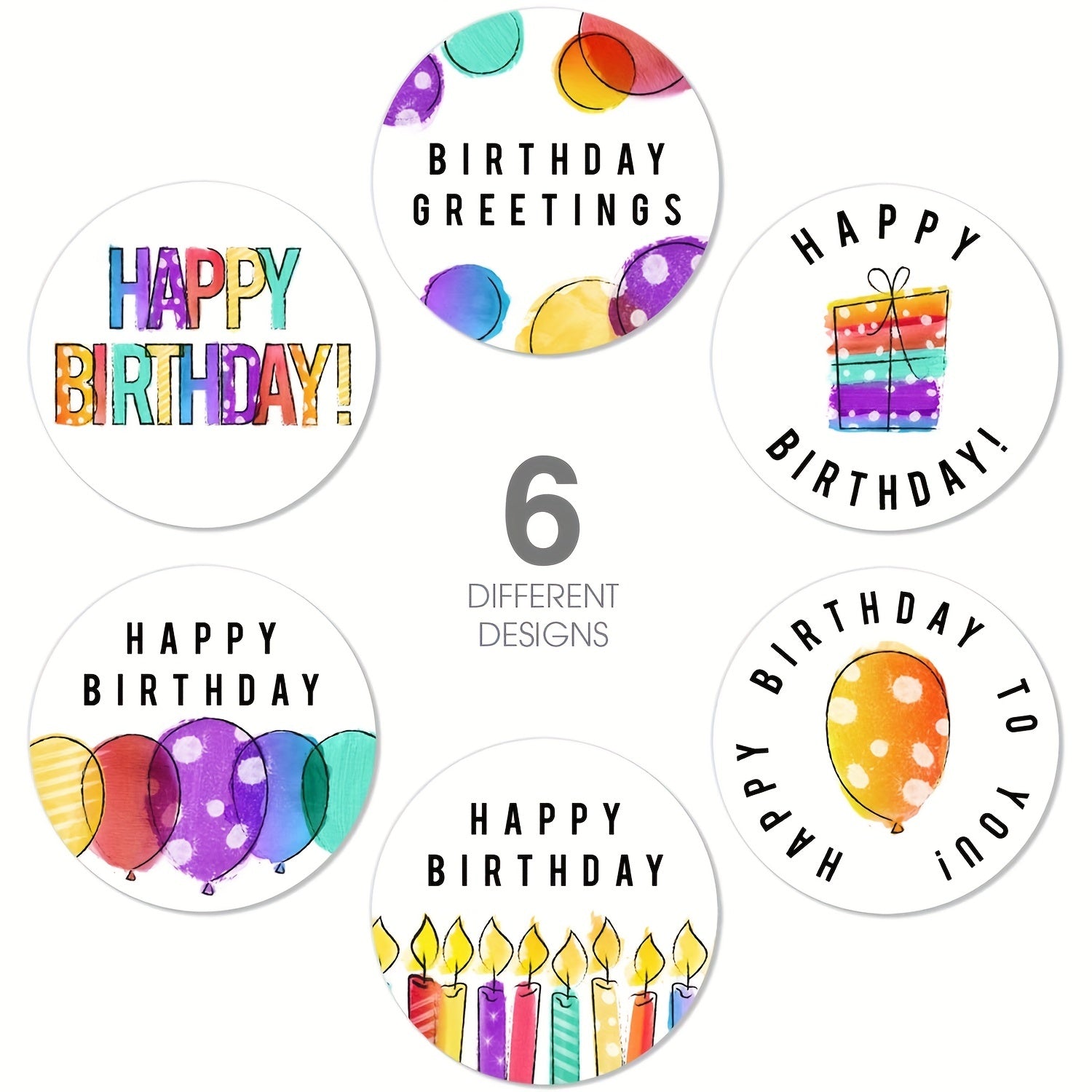 500 Happy Birthday Stickers Roll Office Stationery Decoration Labels