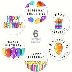 500 Happy Birthday Stickers Roll Office Stationery Decoration Labels