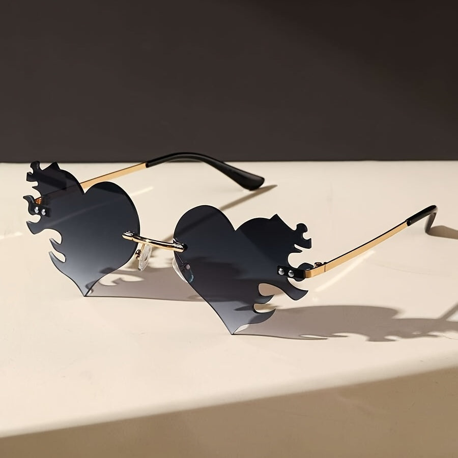 Rimless Heart Flame Sunglasses