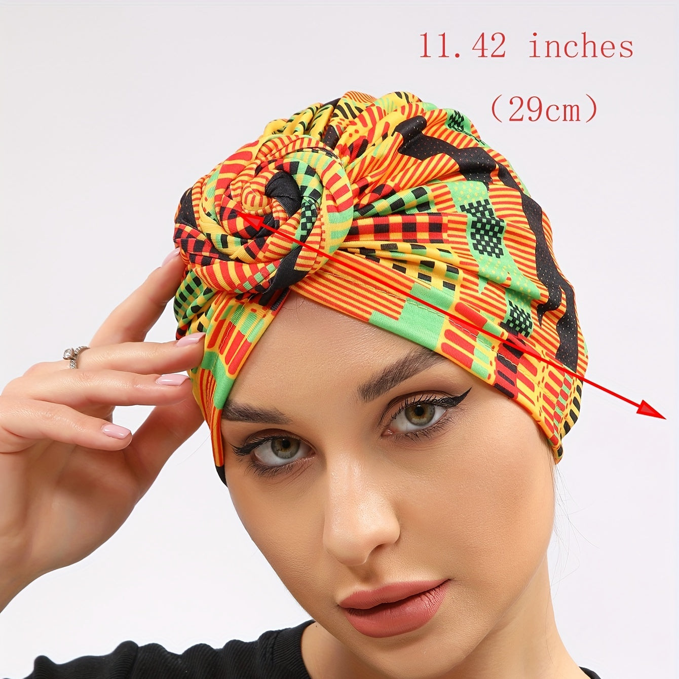 Geometric Plaid Print Turban Colorful Head Scarf Women Casual Ramadan Head Wrap