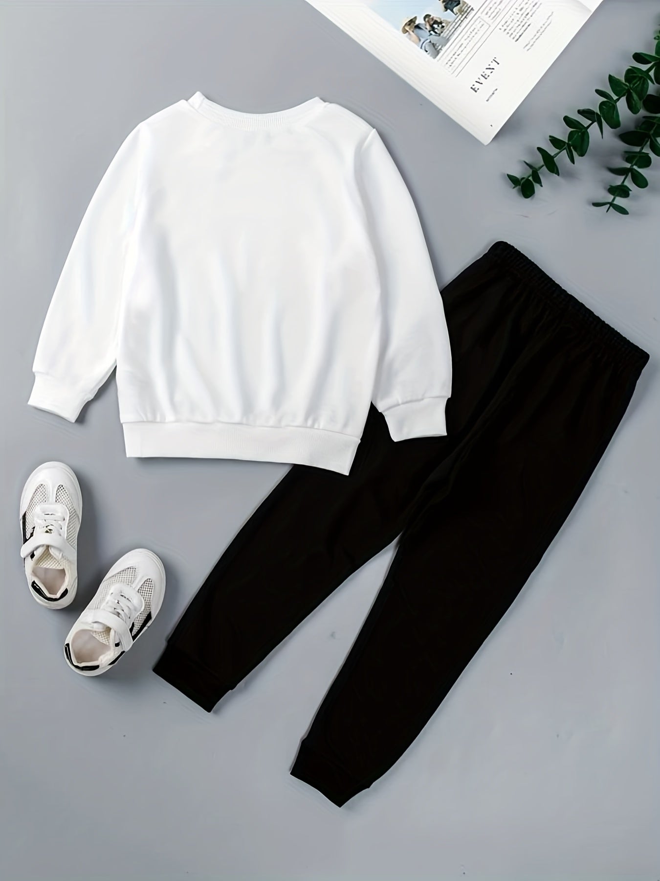 Boy's Car Pattern Outfit 2pcs Sweatshirt & Sweatpants Set Spring Fall