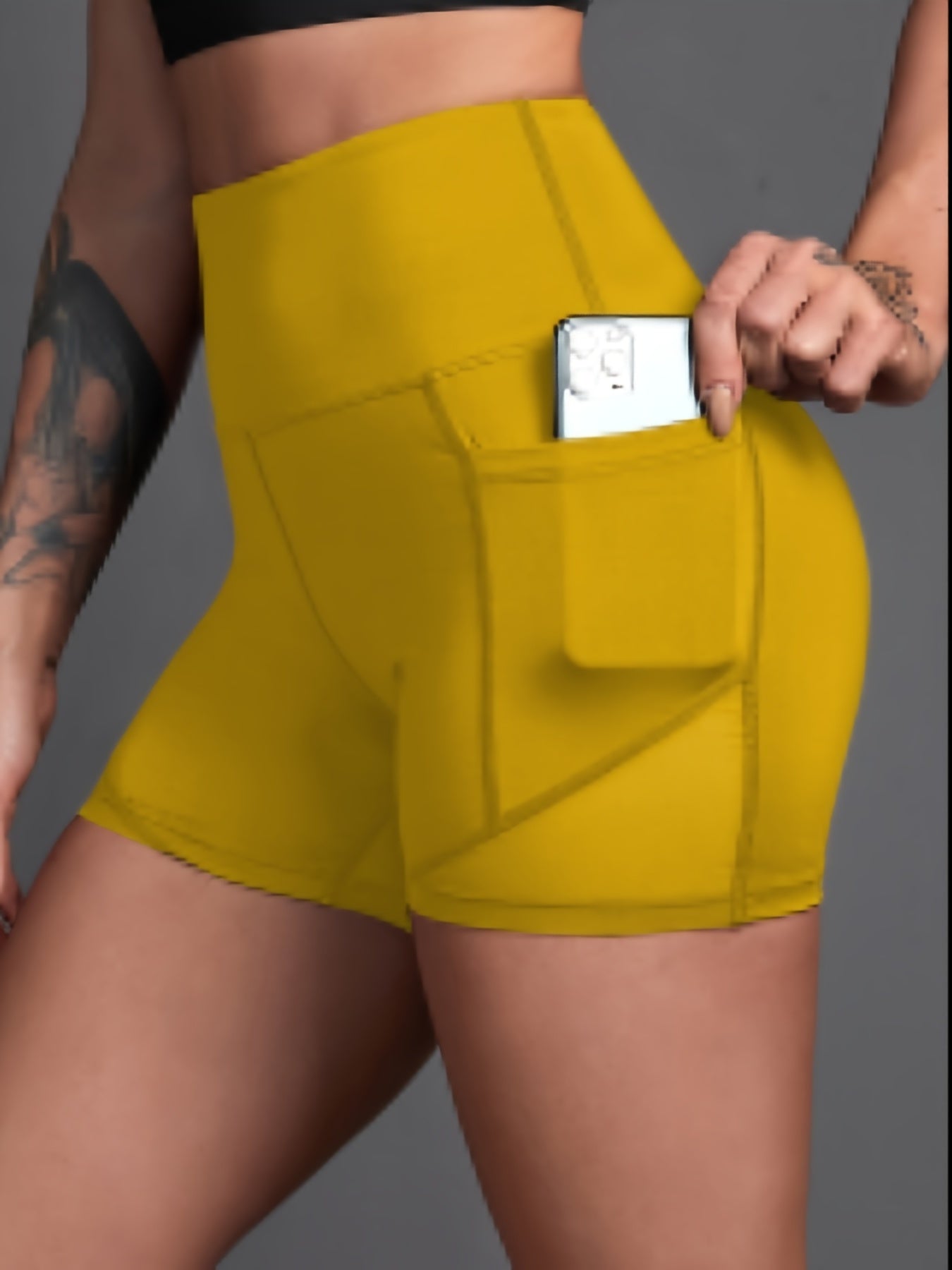 High Waist Mesh Insert Yoga Sports Shorts With Pocket Women's Activewear