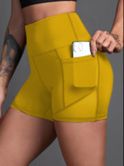 High Waist Mesh Insert Yoga Sports Shorts With Pocket Women's Activewear