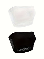 2pcs Seamless Bandeau Bras Non-slip Strapless Stretch Bra Women's Lingerie
