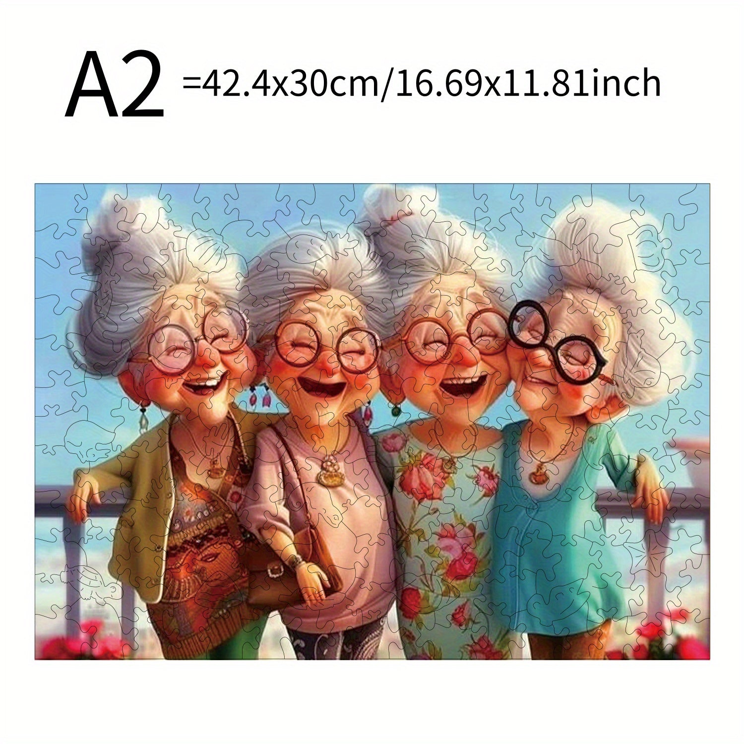 Wooden Puzzle - 4 Grandmas Traveling - Ideal for Birthday Gifts