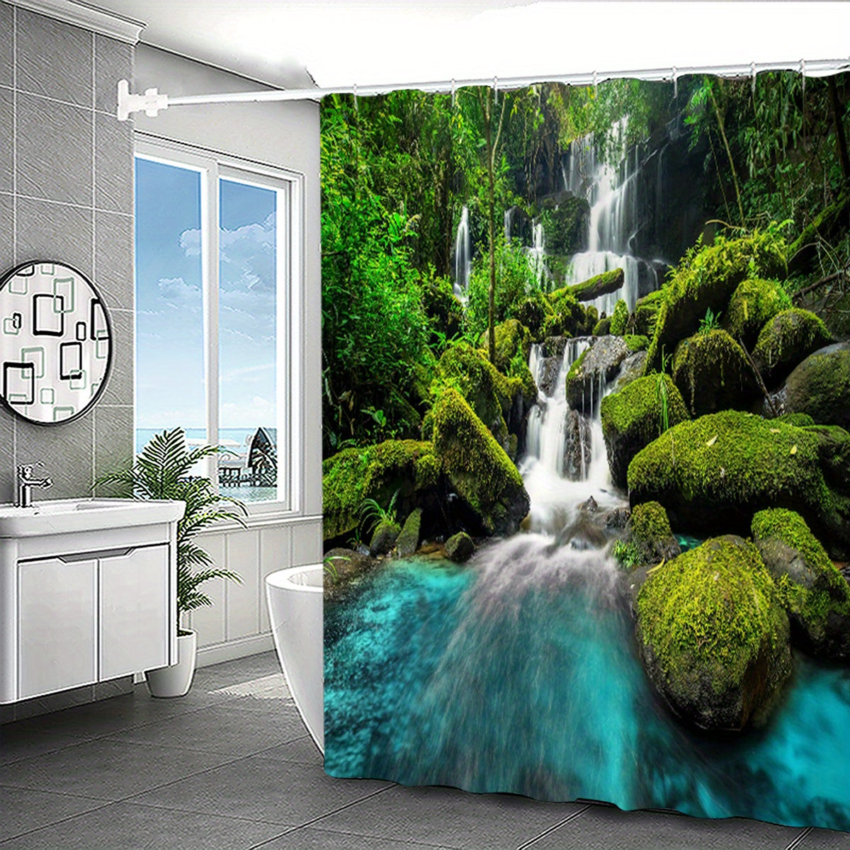 Waterfall Shower Curtain Set Stylish Bathroom Decor
