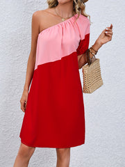 One Shoulder Ruched Midi Dress