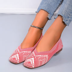 Geometric Pattern Slip on Flat Shoes Ultra Light Soft Sole Women's Ballet Shoes