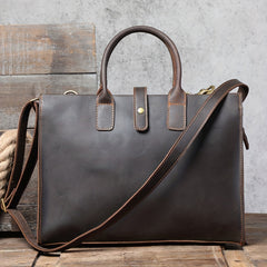 Men's Leather Briefcase Messenger Bag 35 56cm Crazy Horse Cowhide