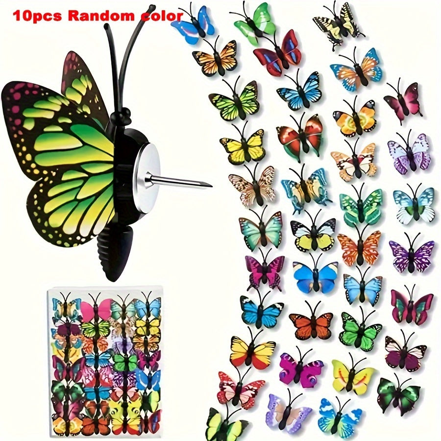 30pcs 3D Simulated Butterfly Push Pin Decorative Flower Cork Board Pin