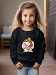 OERYUI Princess Print Crew Neck Pullover Top Kids Clothes Spring