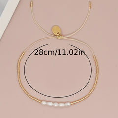 Golden Freshwater Pearl Beaded Bracelet for Girls Kids