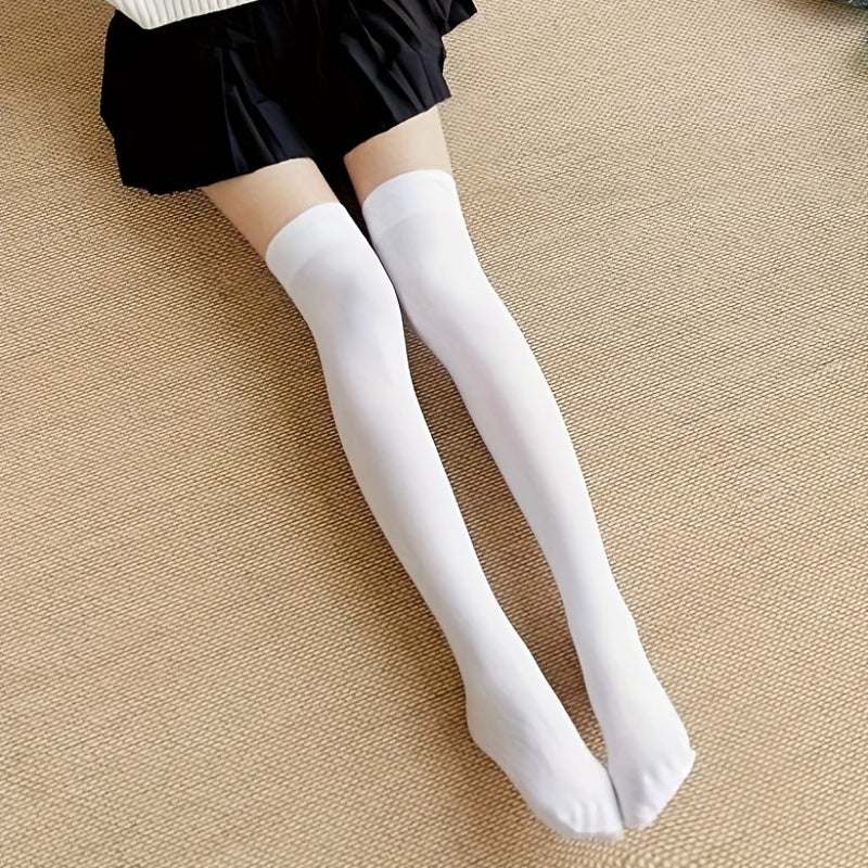 Women's Solid Thigh High Socks Over The Knee Stockings