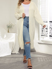 Casual Cardigan Women's Plus Solid Long Sleeve Open Front Long Cardigan