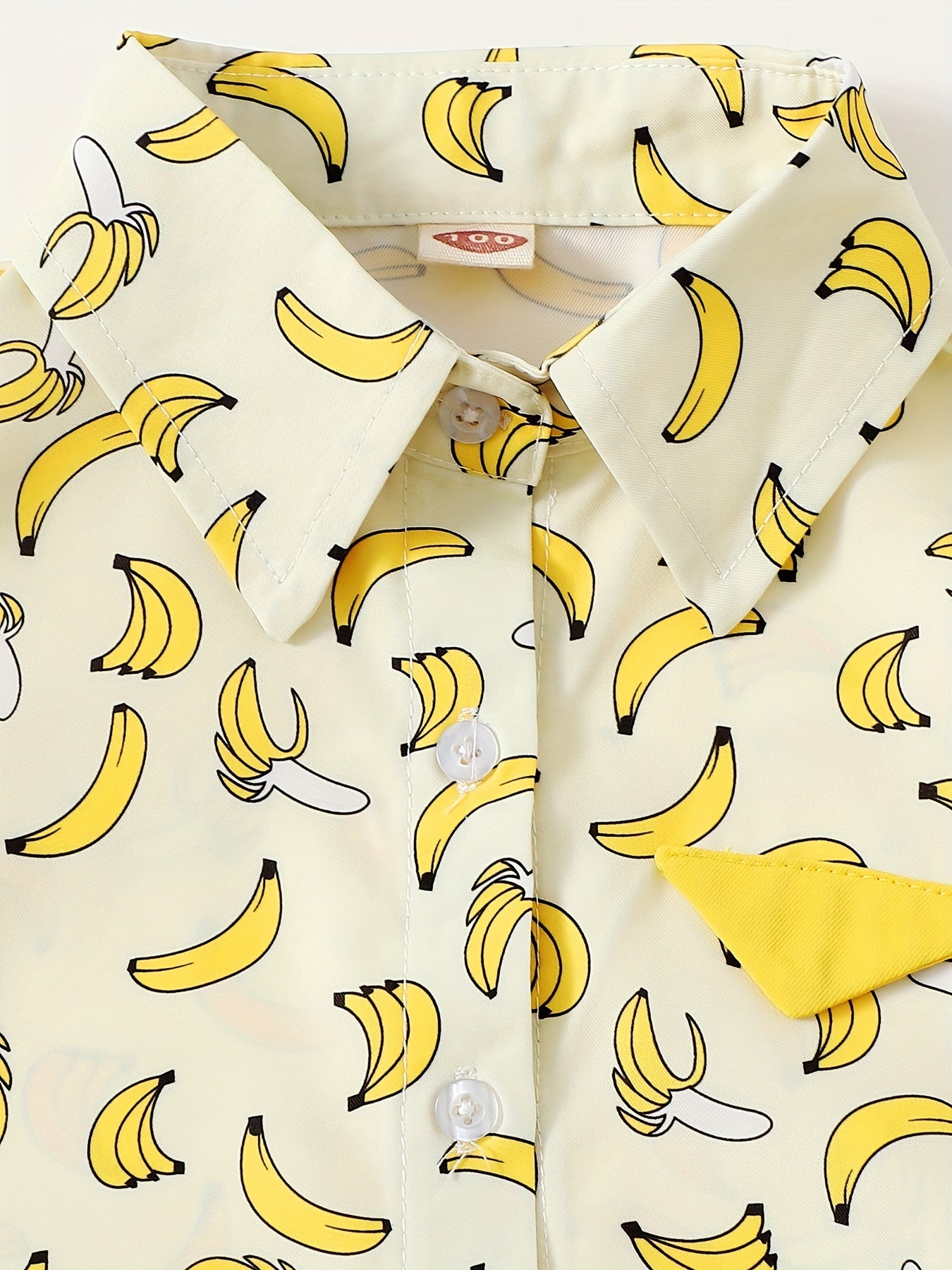 Banana Print Boys Casual Lapel Shirt for Summer