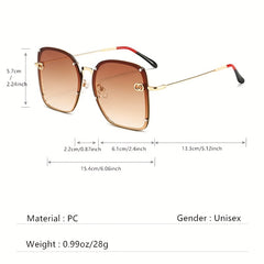 Unisex Square Sunglasses Rimless with Pouch