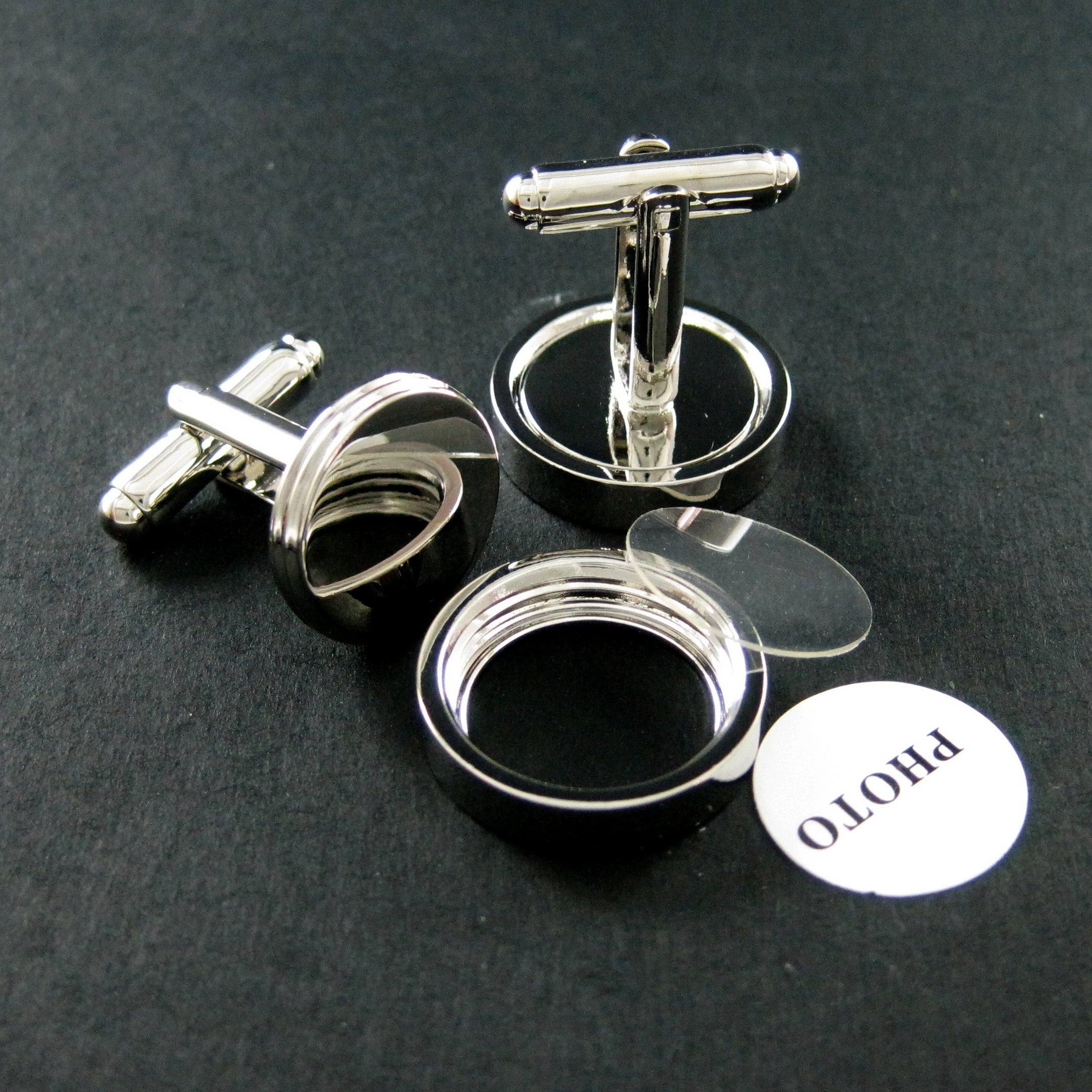 Copper Plated Round DIY Photo Cufflinks For Men