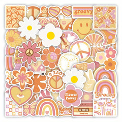50pcs Hippie Stickers Vinyl Waterproof Party Decorations for Laptop Water Bottle