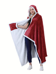 Soft Plush Hooded Night Robe Lace Up House Robe Women's Sleepwear