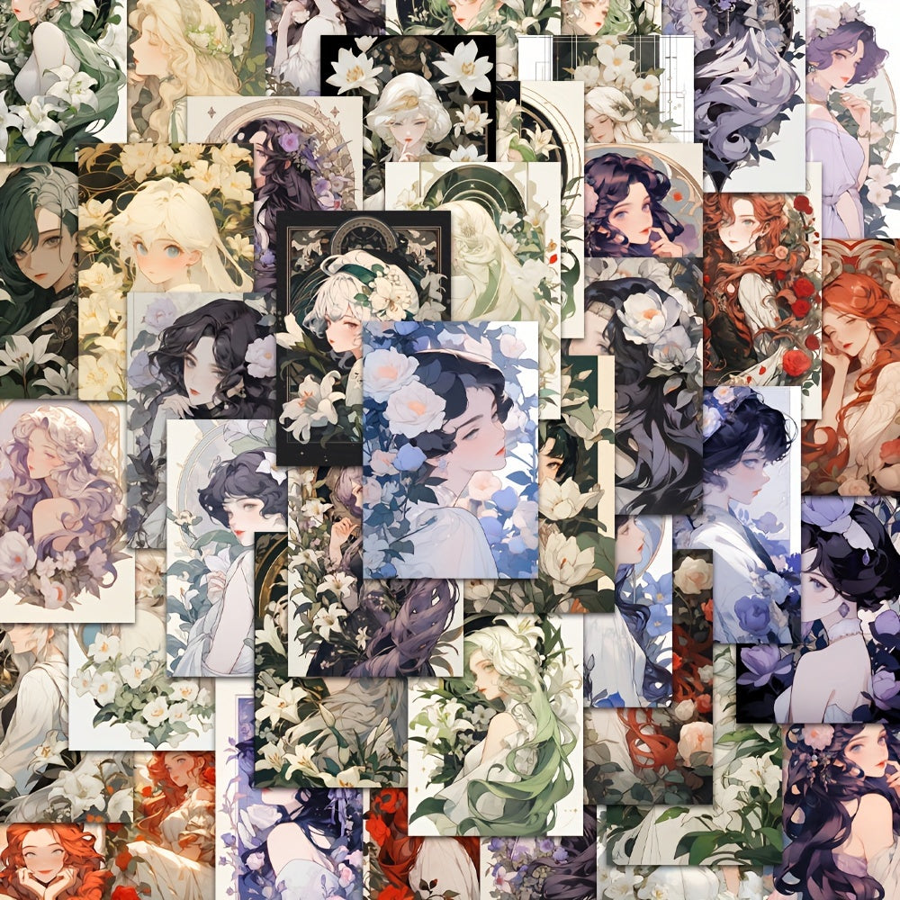 54pcs Anime Girls Waterproof Stickers Pack for Laptop Phone Luggage Notebook Bik